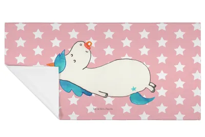 Produktbild von Mr. & Mrs. Panda Handtuch Einhorn Schnuller - Rot Pastell - Geschenk, Geburtstag, baumwolle, Flauschtuch, Einhörner, Mama, Baby, frottierhandtuch, Baumwollhandtuch