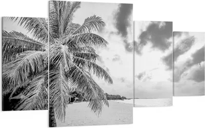 Produktbild von Bild auf Leinwand - Leinwandbild - 4 Teile - Monochrom Strand Wolken - 160x90cm - Wand Bild - Wanddeko - Wandbilder - Leinwanddruck - Bilder - Wanddekoration - Leinwand bilder - DL160x90-4677