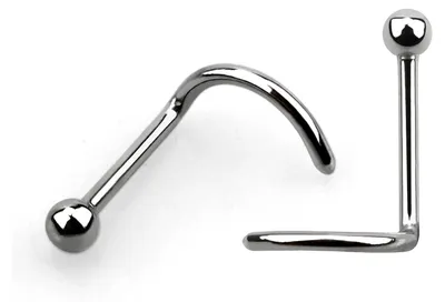 Productafbeelding van DENI 2 neusring met bolletje van 2 mm, gebogen stang, dikte 0,8 mm, hypoallergeen