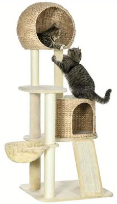 Zdjęcie produktu dla Krabpaal – Krabboom – Domek dla kota – Z zawieszką – Kilka platform – Beżowy – 60x60x150 cm