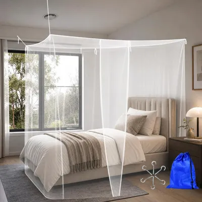 Produktbild von Moskito-Netz Einzelbett, 200x100x190 cm, Komplett mit Aufhängeset, für Innen und Außen