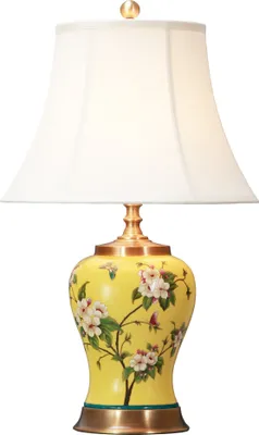 Produktbild von Fine Asianliving Chinesische Tischlampe Porzellan mit Lampenschirm E27 Orientalische Tischleuchte Keramik Nachttischlampen Schlafzimmer Wohnzimmer