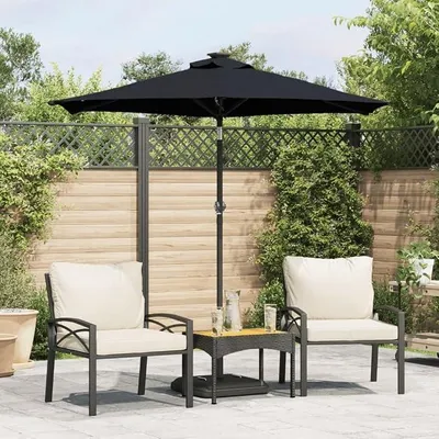 Produktbild von Sonnenschirm Gartenschirm Ampelschirm Strandschirm Marktschirm Schirm mit Stahlmast Schwarz 225x225x212 cm