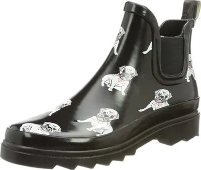 Produktbild von Beck Damen Gummistiefel Regenstiefel Kurzschaft Stiefel Stiefelette, Farbe:Schwarz, Schuhgröße:EUR 40, Artikel:-915 Möpse