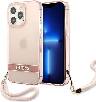 Immagine prodotto di Custodia rigida trasparente rosa per iPhone 13 Pro Max (6,7 pollici), marca Guess, modello Guhcp13Xhtsgsp