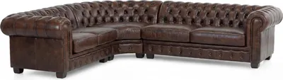 Produktbild von Ecksofa Chesterfield Echtleder I braun