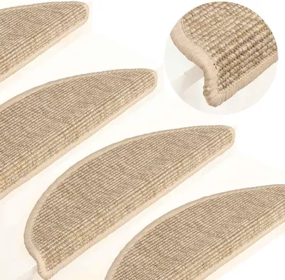 Produktbild von vidaXL Stufenmatten 15 Stk. 56x17x3 cm Hellbeige Halbrund