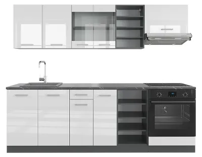 Produktbild von Küchenzeile Vicco R-Line Weiß Hochglanz/Anthrazit 240 cm ohne Arbeitsplatte, Model 37677