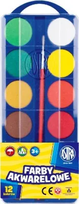 Produktbild von Astra Wasserfarben - 12 Farben/30mm + Pinsel, 83216904