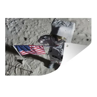 Obrázek produktu pro MuchoWow® Zahradní plakáty - Astonaut - Amerika - Vlajka - 60x90 cm - Zahradní dekorace