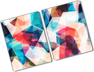 Produktbild von Tulup Glas Herdabdeckplatte - 2x40x52 cm - Glaskeramikkochfeld-Abdeckung Spritzschutz Glasabdeckplatte Kochplattenabdeckung und Schneidebrett - Zweiteilig - Kunst: modern & klassisch - Mosaik Abstraktion - Mehrfarbig