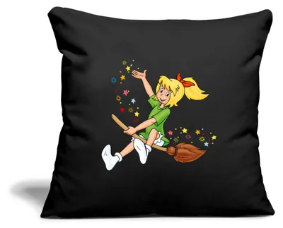Produktbild von Spreadshirt Bibi Blocksberg Fliegt Auf Kartoffelbrei Kissenbezug 45x45 cm, One size, Schwarz