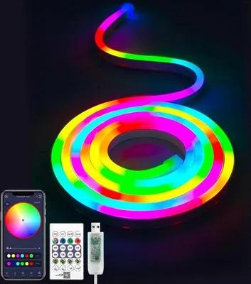 Immagine prodotto di Striscia LED da 2 metri, impermeabile, USB - Sincronizzazione musicale riproducibile - Controllo tramite app RGBIC e telecomando