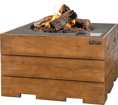 Produktbild von Happy Cocooning Mania Feuertisch Feuerstelle quadratisch Teakholz/grau 19,5 kW