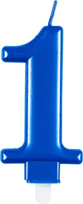 Produktbild von Zahlkerze '1' Blau für Geburtstag und Jubiläum, dekorative Tortenkerze