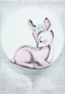 Produktbild von Villa Möbel Bamique Kinderzimmerteppich, Kinderteppich, Frisee, Rehkitz Design, Farbe:Pink, Grösse:120x170 cm