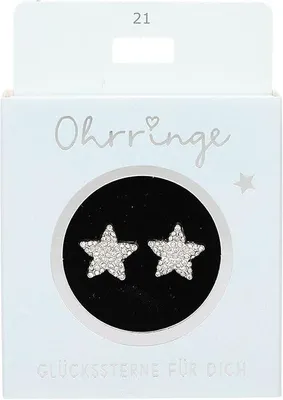 Produktbild von Depesche 13914.021 Glitzer Stecker-Ohrringe in Silber, mit Sterne Motiv und Glitzersteinen, als kleines Geschenk