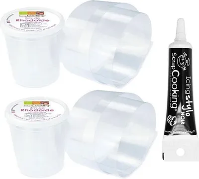 Produktbild von 2 Bänder Rhodoïd 3 m x 4 cm + Icing schwarzen Stift
