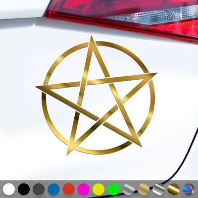 Produktbild von PantherPixel Pentagramm Aufkleber Gothic Hexen Magie Metal Sticker Auto Geschenkidee Farbe Chrom-Gold