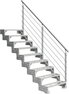 Produktbild von Aussentreppe Pertura Tallis mit Geländer 9 Steigungen Einlegestufen 100 cm Metall