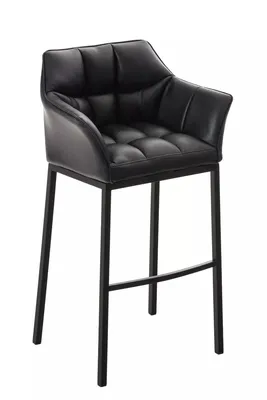Productafbeelding van And Outdoor Match barkruk Maurice - Zwart - Kunstleer - Met rugleuning en armleuningen - Ergonomisch - Set van 1 - Deluxe