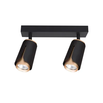 Produktbild von XUDO Deckenstrahler 2-flammig GU10, Schwarz & Gold, Aluminium-Stahl, schwenkbar, modern – ohne Leuchtmittel