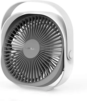Produktbild von USB-Lüfter, 220-mm-Tischventilator, wiederaufladbarer leiser tragbarer Ventilator 360 ° einstellbar 3 Modi Schreibtischventilator mit Griff für Büro-Schlafzimmer-Reisen