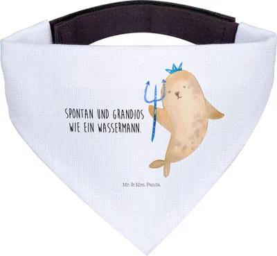 Produktbild von Mr. & Mrs. Panda Halstuch Hund Sternzeichen Wassermann - Weiß - Geschenk, Geburtstag Februar, Für Hunde, Meermann, Bandana, Tuch, Meer, Januar, Nix