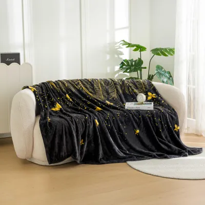 Zdjęcie produktu dla Koc z mikropluszu VISATA, czarna Rozmiar: 200 x 220 cm