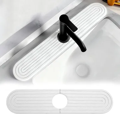 Productafbeelding van Afdruipmat - Kieselgur watertap mat 45x10cm - Spoelbak watertap spatbescherming - Antislip kraan mat voor keuken spoelbak