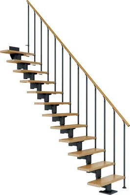 Produktbild von Pertura Mittelholmtreppe Chiron Eiche Leimholz Anthrazit Gerade 75 cm 12 Stufen / 13 Steigungen Stabgeländer Anthrazit