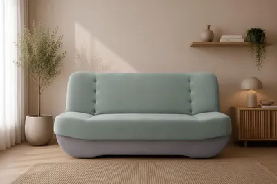 Produktbild von MOEBLO Schlafsofa PAFOS – Sofa Kippsofa Klappsofa Click-Clack Couch mit Bettkasten und Schlaffunktion (BxHxT): 192x90x87 cm (SORO 34 + SORO 83 - Mint + Hellgrau)