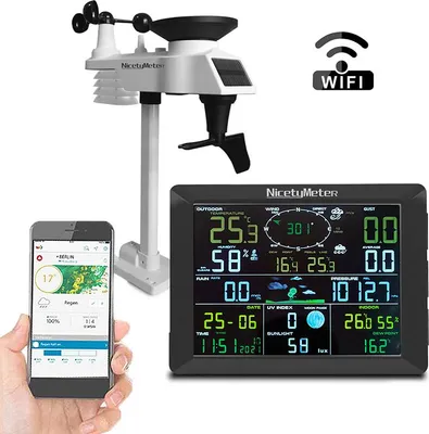 Produktbild von Wireless 2.4G Wetterstation 0310 mit 8,3" Großdisplay - Innen/Außen Thermometer Hygrometer, Windgeschwindigkeit, Mondphase, UV-Index, Multifunktions