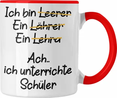 Produktbild von Trendation - Lehrer Tasse Geschenk Kaffeetasse mit Spruch Lehrer Geschenkidee Lustig Sprüche (Rot)