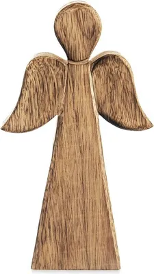 Produktbild von Engel Holzfigur aus Mangoholz - Klassische und natürliche Dekoration