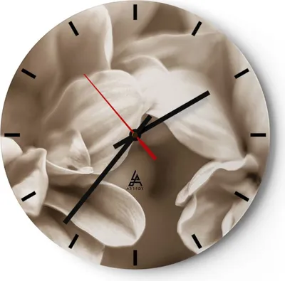 Produktbild von Wanduhr - Rund - Glasuhr - Blumen Boho ohne - 30x30cm - Schleichendes Uhrwerk - Lautlos - zum Aufhängen bereit - Dekoration Modern - Wanddekoration aus Glas - C3AR30x30-4767
