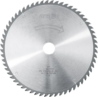 Produktbild von Mafell Sägeblatt-HM 250 x 1,8/2,8 x 30 mm, Z 60, WZ | 092466