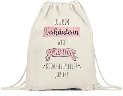Produktbild von Ich Bin Verkäuferin Weil Superheldin Kein Anerkannter Job Ist Turnbeutel Gymsack  Geschenk Danke Sagen