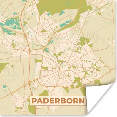 Produktbild von MuchoWow® Poster Padersborn - Karte - Vintage - Stadtplan 100x100 cm - Babyzimmer