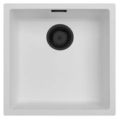 Zdjęcie produktu dla Zlewozmywak kuchenny 40x40 cm, biały, do montażu pod blatem i wpuszczanego, seria Pure.Sink