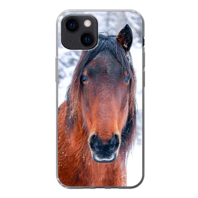 Produktbild von MuchoWow® Handyhülle Schutzhülle Hülle für iPhone 13 mini Pferd - Winter - Schneeflocke Silikon Softcase Handy Hülle - Softcase