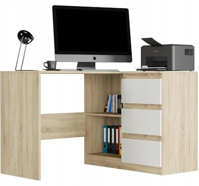 Obrázek produktu pro Psací stůl rohový 112cm 3 zásuvky police FRAMIRE N-4P mix sonoma