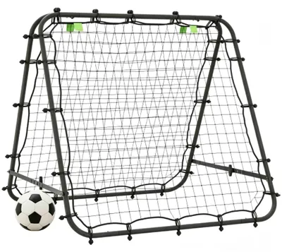 Produktbild von Zimilo Fußball Rebounder Rückprallwand, klappbares Kickback Tor, Stahlrahmen, PE Netz, 5 Winkel, beidseitig für Pass und Schusstraining, 100x95x90 cm