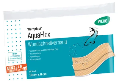 Produktbild von Weroplast AquaFlex Wundschnellverband 10 x 6 cm, 10 Stk/Pkg