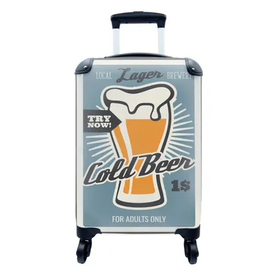Produktbild von MuchoWow® Koffer Handgepäck Trolley Rollkoffer Kleine Reisekoffer mit 4 Rollen - Mancave - Bier - Vintage - Kaltes Bier - Cabin Size < 55x40x23 cm & 55x40x20 cm - Fotokoffer - Kabinenkoffer - Boardgepäck - Reise-Box - Reisekoffer - Reisegepäck - Koffer mit Bild - Trolley für Kinder