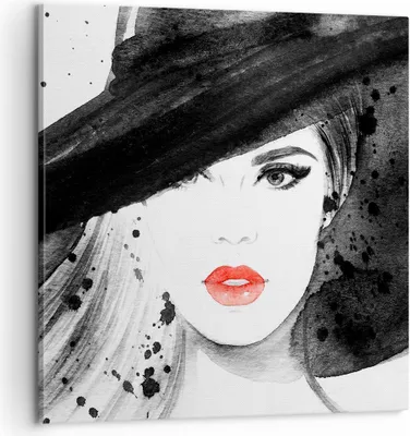 Produktbild von Bild auf Leinwand - Leinwandbild - Frau Gesicht Lippen - 60x60cm - Wand Bild - Wanddeko - Wandbilder - Leinwanddruck - Bilder - Kunstdruck - Wanddekoration - Leinwand bilder - Wandkunst - AC60x60-3916