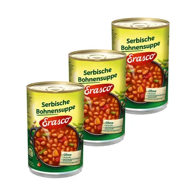Obrázek produktu pro Erasco Srbská fazolová polévka se zelenými fazolkami a paprikou 390ml 3-pack