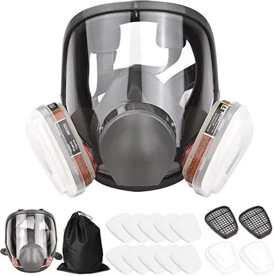 Produktbild von Wiederverwendbare 16-in-1-Vollgesichtsmaske šC Atemschutzmaske fš¹r organische D?mpfe šC Weites Sichtfeld fš¹r Lackier-, Polier-, Schwei?- und andere Maschinenarbeiten
