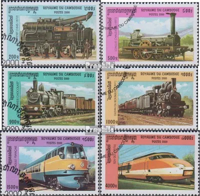 Produktbild von Briefmarken Kambodscha 2000 Mi 2054-2059 (kompl.Ausg.) gestempelt Eisenbahnen