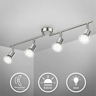 Produktbild von Deckenstrahler - 11,6W, 1040lm, LED, schwenkbar, GU10, warmweiß, matt-nickel